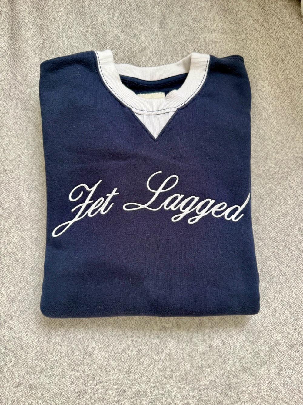 Abercrombie & Fitch Navy Crewneck Sweater with White Script